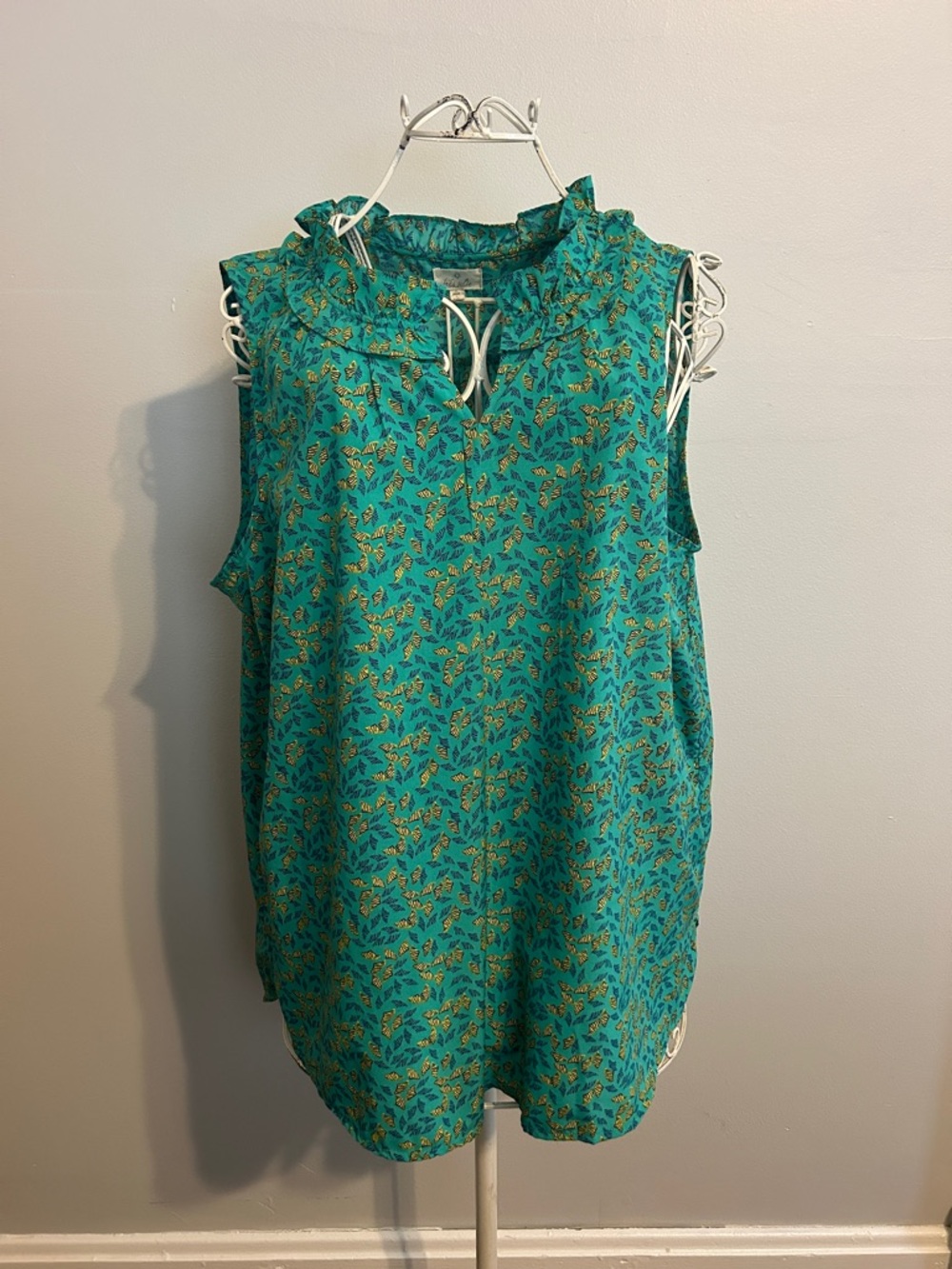 Tres Jolie Accessories Teal Blue and Yellow Printed Top